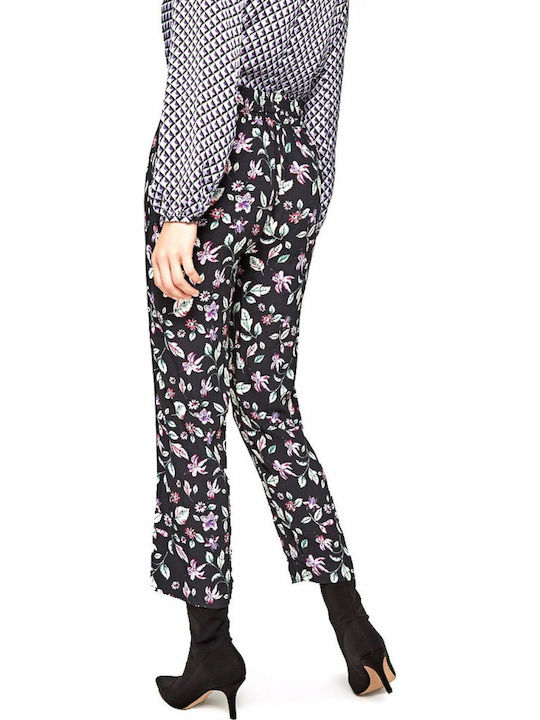 Pepe Jeans Greta Women's High-waisted Fabric Trousers in Carrot Fit Floral Black