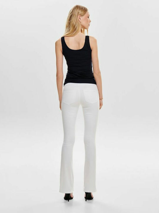 Only Royal Flared Women's High-waisted Cotton Trousers Flare in Regular Fit White