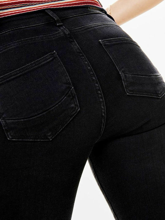 Power Women's Jean Trousers Mid Rise Push Up in Skinny Fit Black