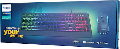 Philips Momentum Σετ Gaming Πληκτρολόγιο με Φωτιζόμενα πλήκτρα & Ποντίκι (Αγγλικό US)