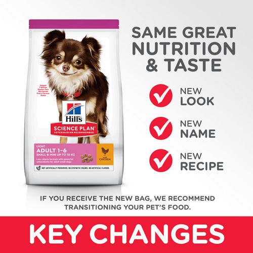Hill's Science Plan Light Adult Small & Mini 1.5kg Hrană Uscată Dietetic pentru Câini Adulţi de Rase Mici cu Curcan și Pui