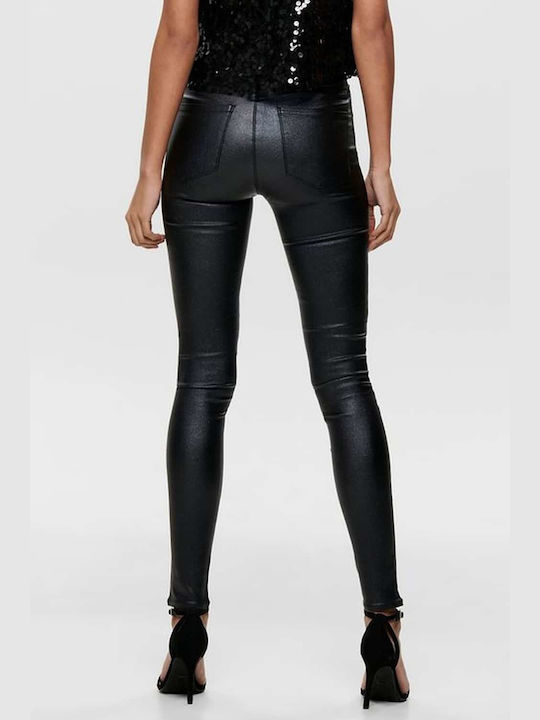 Only Women's High-waisted Leather Trousers Black