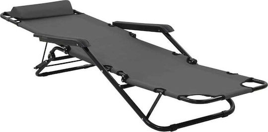 vidaXL Lounger-Armchair Beach with Recline 2 Slots Gray 138x61x89cm Set of 2pcs