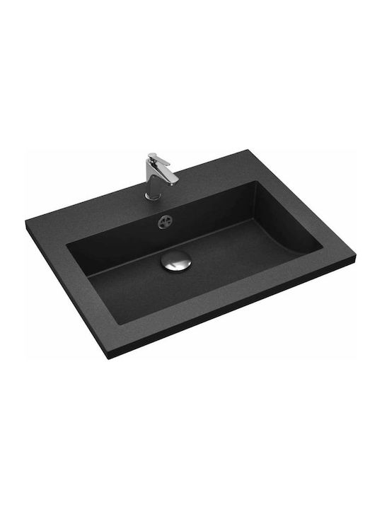 vidaXL Ένθετος Νιπτήρας από Συνθετικό Υλικό 60x45x12cm Μαύρος