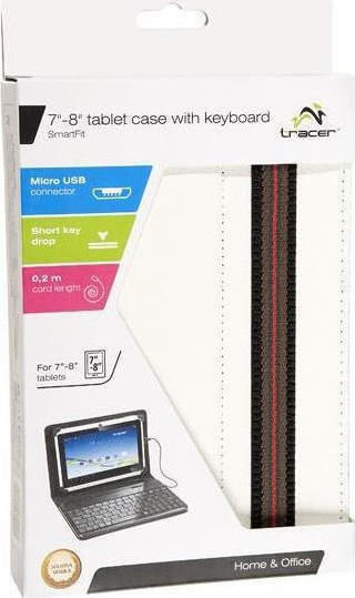 Tracer Flip Cover with Keyboard in English US White Universal 7-8"