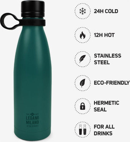 Legami Milano Hot&Cold Ανακυκλώσιμο Μπουκάλι Θερμός Ανοξείδωτο BPA Free 500ml Πράσινο με Λαβή