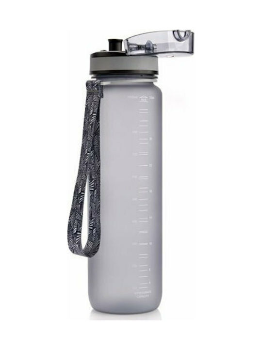 Meteor Sport Water Bottle Sport Plastic Water Bottle with Mouthpiece and Filter 1000ml Gray