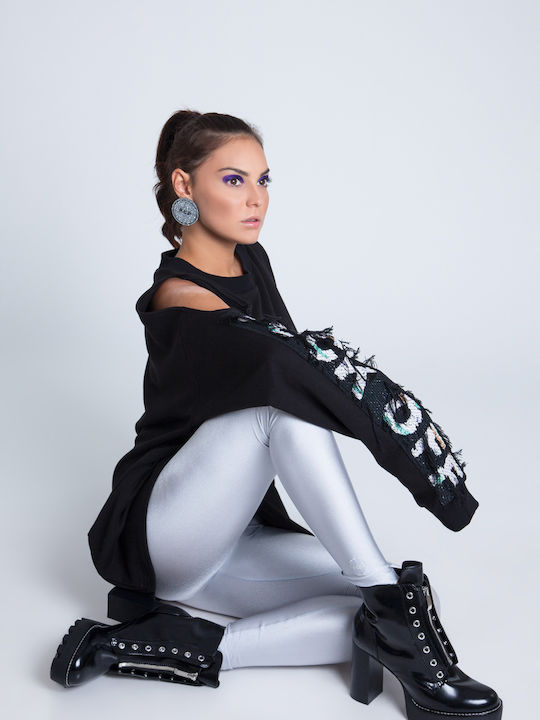 Jacqueline Shiny Women's Long Everyday Legging Shiny Silver