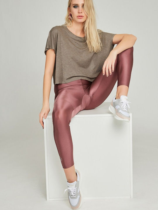 Jacqueline Shiny Ежедневна Женски Дълга легинси Бляскави Plum