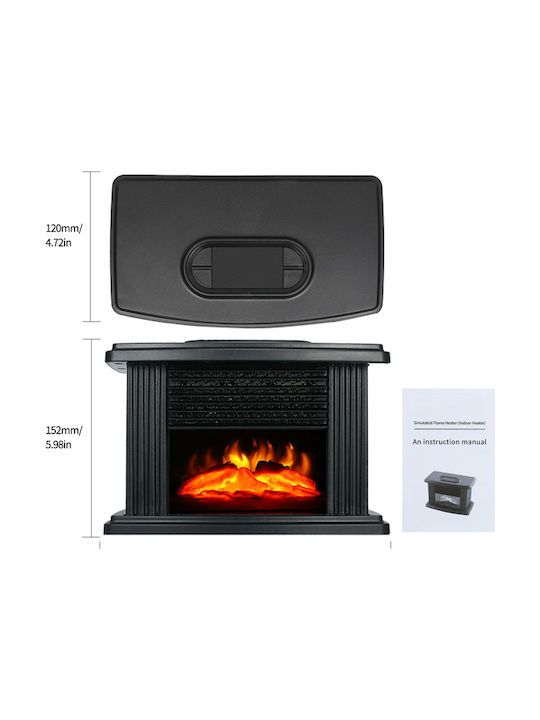 1000M2244 Επιτοίχιο Ηλεκτρικό Τζάκι 1000W 12x12cm Μαύρο