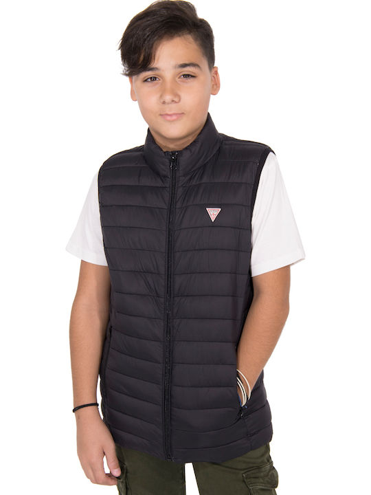 Kids' Quilted Jacket Sleeveless Short Black