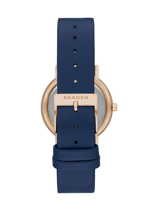 Skagen Signatur Ανδρικό Ρολόι 30mm Μπαταρίας με Μπλε Δερμάτινο Λουράκι