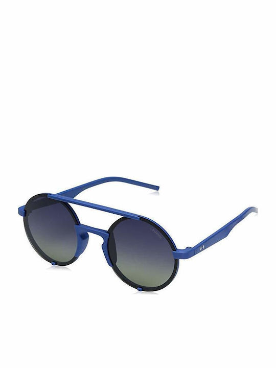 Polaroid Women's Sunglasses with Blue Metal Frame and Gray Polarized Lens PLD6016/S ZDI/PW