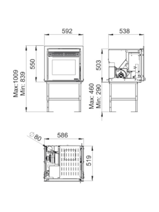 Boreal Insert 7 Ενεργειακό Τζάκι Pellet Αερόθερμο 7kW Ίσιο με Ανοιγόμενη Πόρτα