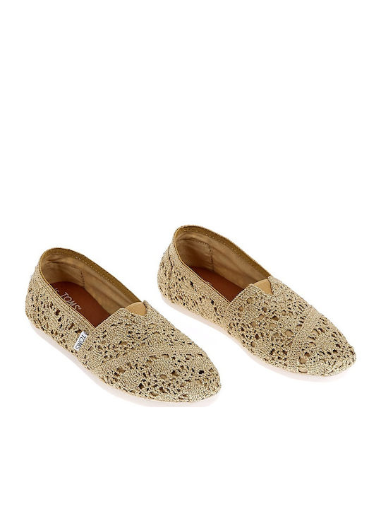 Toms Crochet Metalic Classic Geflochtene Damen Espadrilles in Gold Farbe