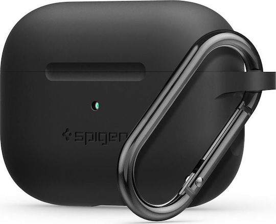 Spigen Silicone Fit with Carabiner Pro Silicone Case with Keychain Black for Apple AirPods Pro