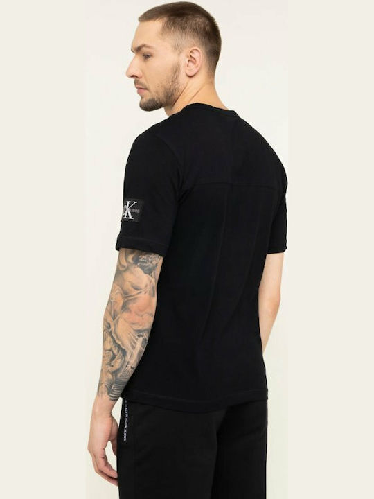Calvin Klein Monogram Sleeve Badge Reg Ανδρικό T-shirt Μαύρο Μονόχρωμο