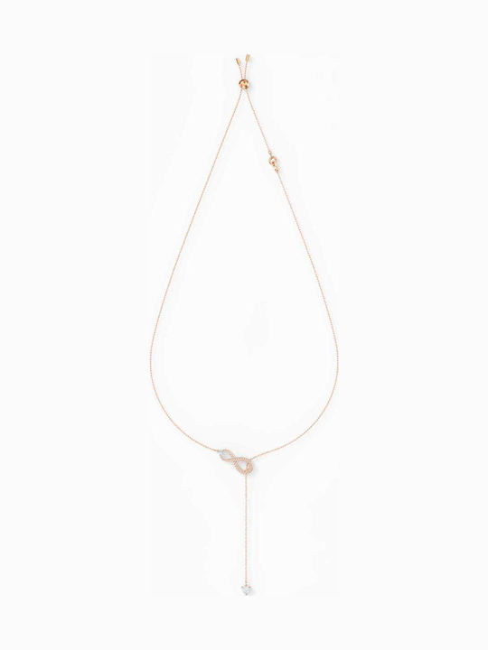 Swarovski Infinity Y Choker Άπειρο με Ροζ Επιχρύσωση