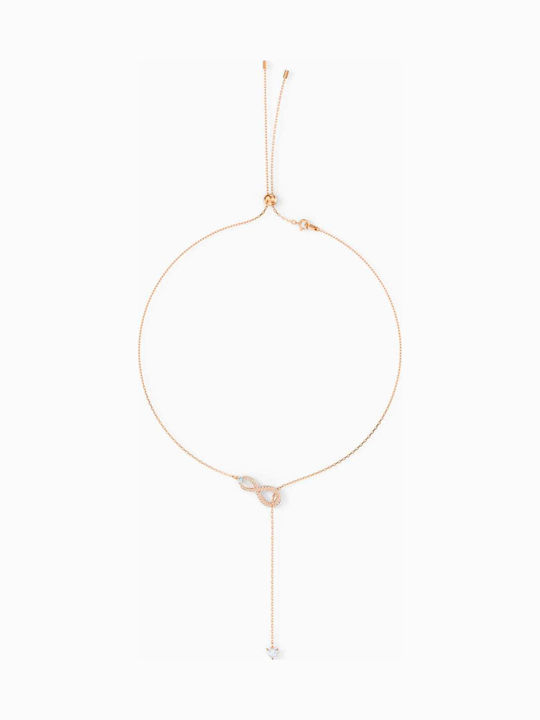 Swarovski Infinity Y Choker Άπειρο με Ροζ Επιχρύσωση