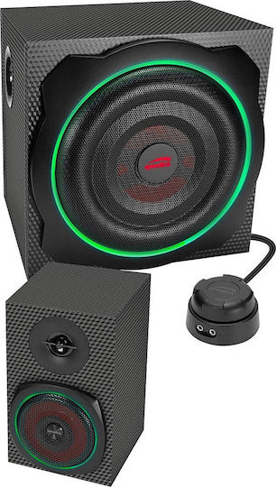 SpeedLink Gravity Carbon RGB Ασύρματα Ηχεία Υπολογιστή 2.1 με RGB Φωτισμό και Bluetooth Ισχύος 120W σε Μαύρο Χρώμα