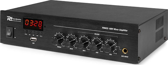 Power Dynamics PDM25 Ολοκληρωμένος Ενισχυτής Εγκαταστάσεων Μονοκάναλος 25W/8Ω με 1 Ζώνη και Συνδέσεις USB/FM/Bluetooth