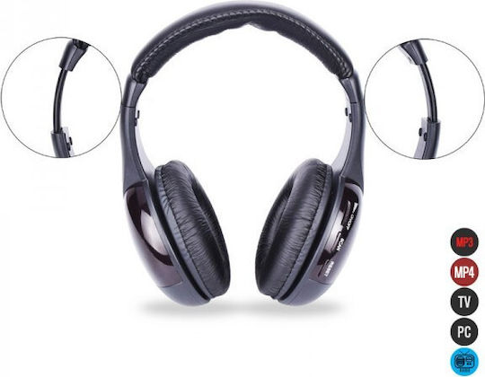 QY2001 Ασύρματα Over Ear Ακουστικά με Ραδιόφωνο Μαύρα