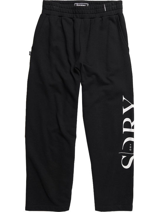 The Edit Wide Leg Lite Παντελόνι Φόρμας Φαρδύ Μαύρο