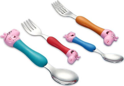 Baby Set mit Gabel Peppa Pig aus Metall Mehrfarbig 4Stück