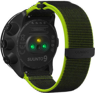Suunto 9 Baro Stainless Steel 50mm Waterproof Smartwatch with Heart Rate Monitor (Lime)