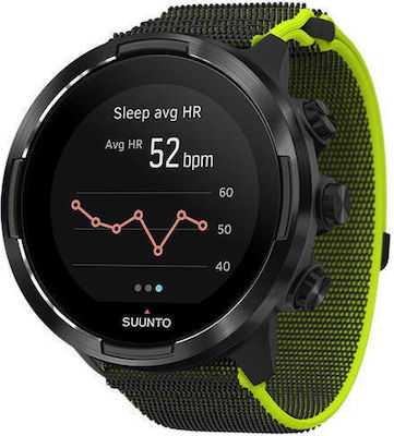 Suunto 9 Baro Stainless Steel 50mm Waterproof Smartwatch with Heart Rate Monitor (Lime)