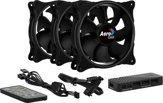 Aerocool Eclipse 12 Pro Вентилатор За Кутия 120мм (1200rpm / 32.1cfm) С ARGB Осветление И Свързване 6-Pin 3бр