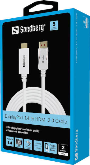 Sandberg Cable DisplayPort male - HDMI male 2m Λευκό (509-16)
