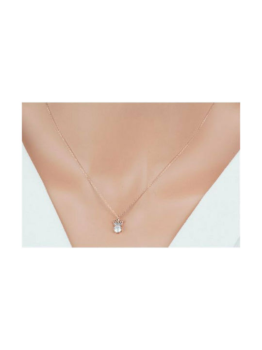 Silver crown necklace with cubic zirconia stone