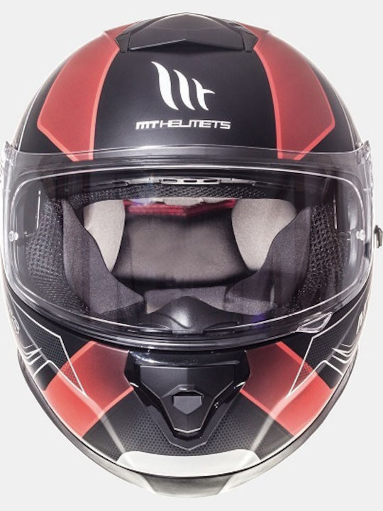 MT Thunder 3 SV Trace Matt Black-Red Motorcycle Helmet Full Face ECE 22.05 with Sunvisor MTH000KRA208