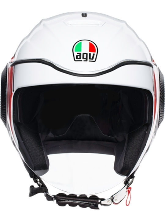 AGV Orbyt Multi Brera White/Grey/Red Κράνος Μηχανής Jet 1280gr με Sunvisor