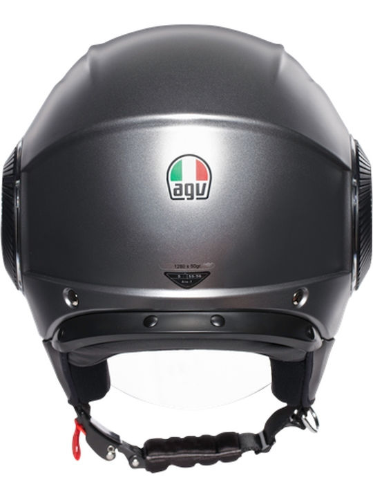 AGV Orbyt Solid Matt Grey Κράνος Μηχανής Jet 1280gr με Sunvisor