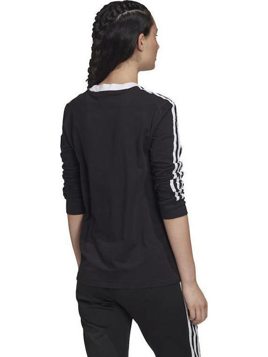 Adidas 3 Stripes Μακρυμάνικη Χειμερινή Γυναικεία Μπλούζα Μαύρη