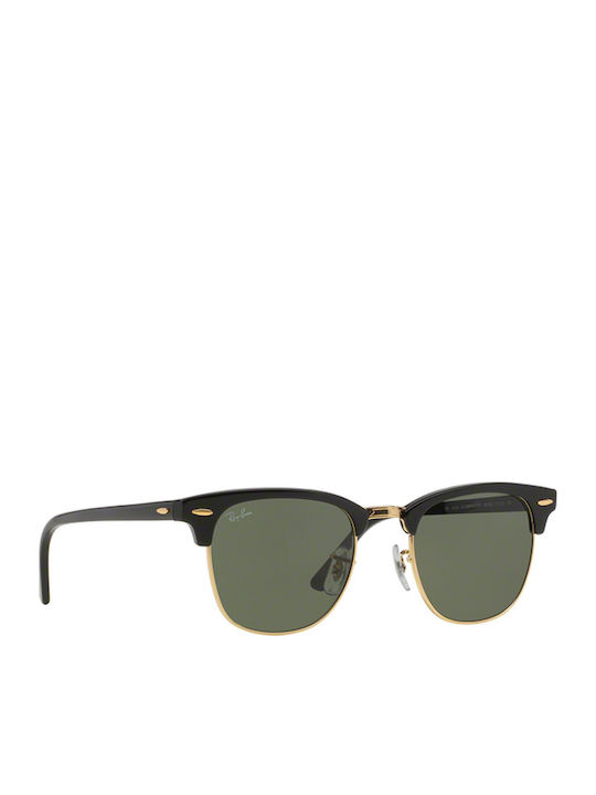 Ray Ban Clubmaster Unisex Sunglasses with Black Plastic Frame and Green Lens RB3016 W0365