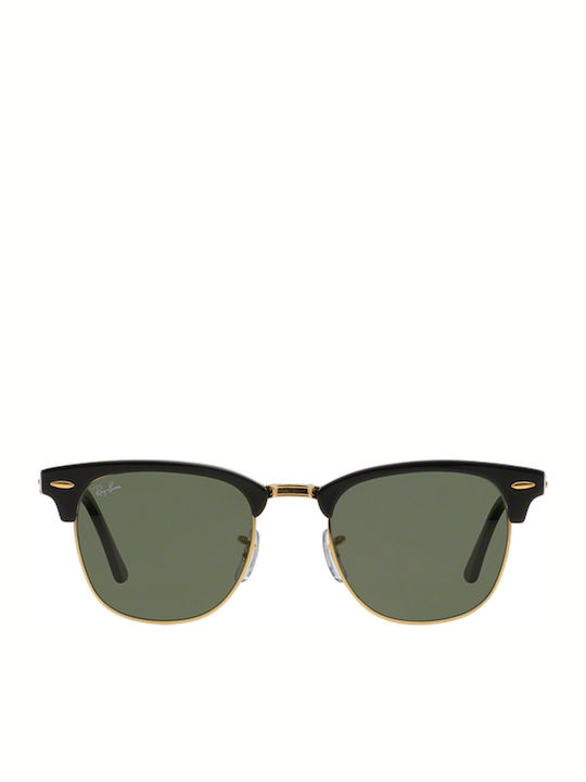 Ray Ban Clubmaster Unisex Sunglasses with Black Plastic Frame and Green Lens RB3016 W0365