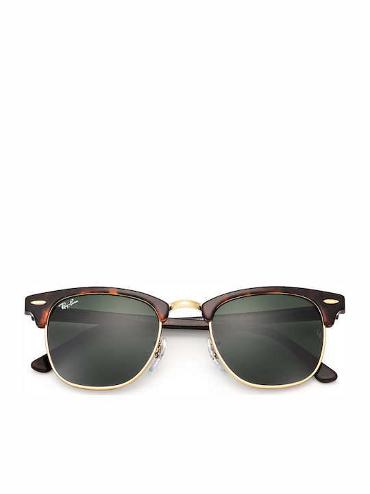 Ray Ban Clubmaster Unisex Sunglasses with Brown Tartaruga Plastic Frame and Green Lens RB3016 W0366