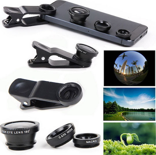 Universal Phone Camera Lens Set Fisheye Macro Wide Angle 3 Pieces