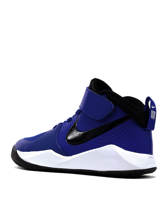 Hustle Team Hustle Kids Sports Shoes Basketball with Hoop & Loop Closure Game Royal / White / Black
