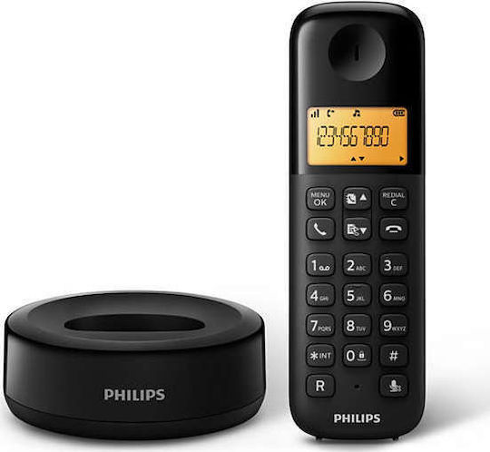 Philips D160 Ασύρματο Τηλέφωνο με Ελληνικό Μενού Μαύρο
