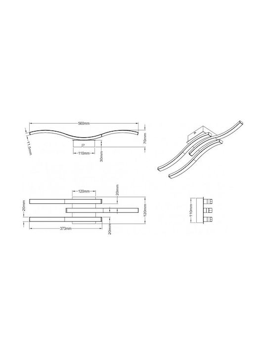 Trio Lighting Route Ceiling Mount Light 56cm Silver with Integrated LED