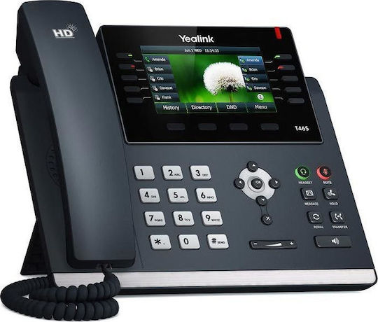 Yealink SIP-T46S Ενσύρματο Τηλέφωνο IP 16 γραμμών Μαύρο