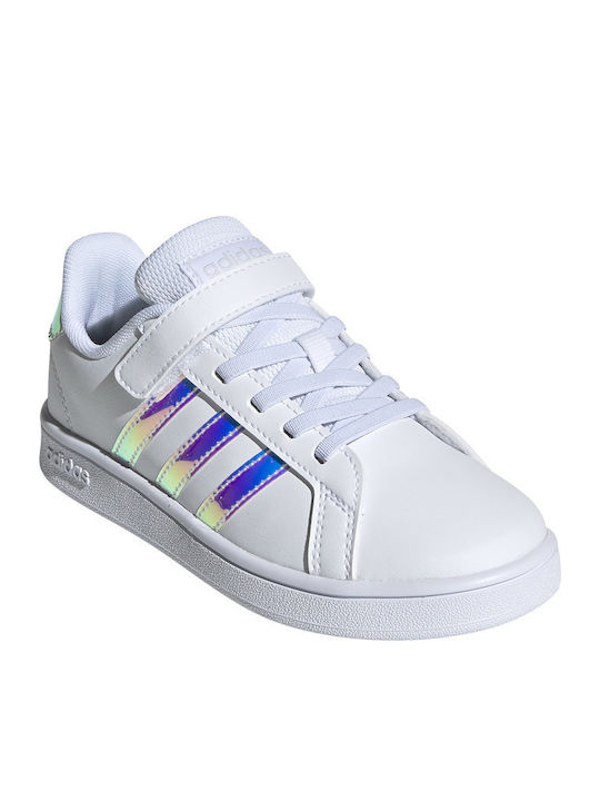Grand Court C Kids Sneakers with Hook & Loop Closure Cloud White / Dash Grey
