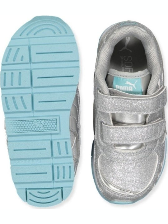 Vista Glitz V Kids Sports Shoes Running with Hoop & Loop Closure Silver