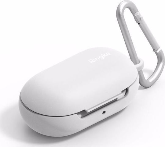 Hülle Silikon mit Haken in Weiß Farbe für Samsung Galaxy Buds / Buds+