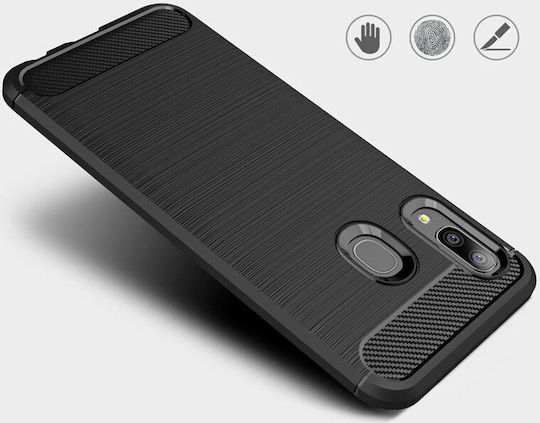 Hurtel Carbon Back Cover Σιλικόνης Μαύρο (Galaxy A20e)