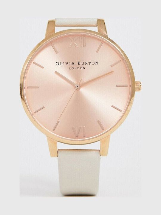 Olivia Burton Sunray Blush & Pale Women's Watch with Beige Leather Strap